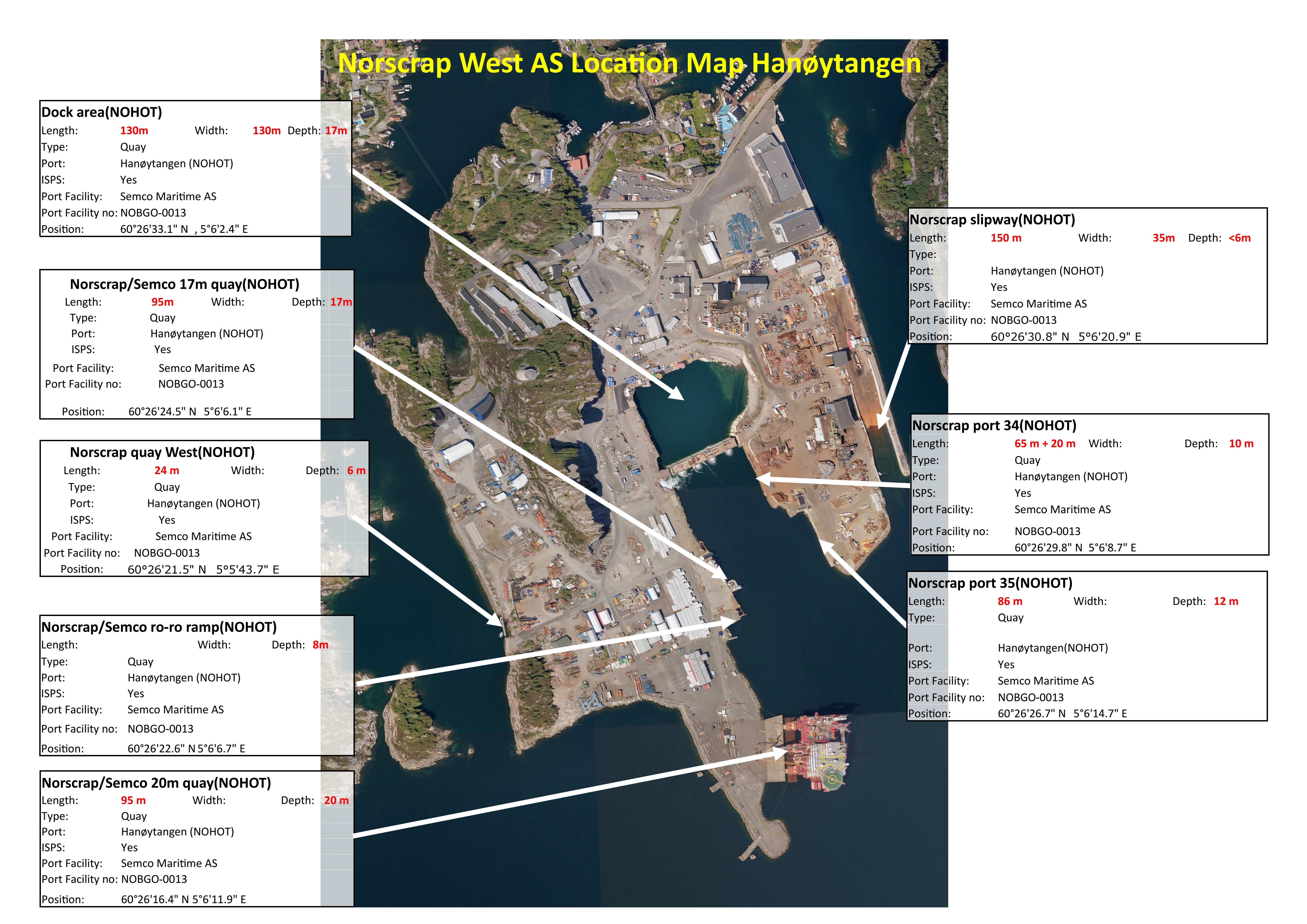 Kart Hanoytangen oversikt kaier. Map Hanoytangen port